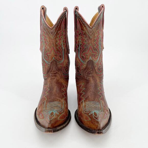 Old Gringo Brass Brown Nevada Multicolor Stitching Western Cowgirl Boot size 7.5 - Picture 5 of 10